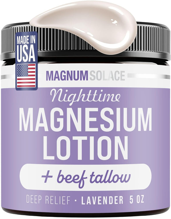 Nighttime Magnesium Lotion with Beef Tallow, 5oz Lotion - Lavender